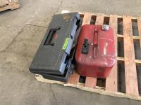 Tool Box with Misc Items and Marine Fuel Tank
