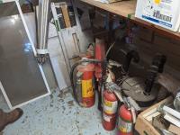 (5) Fire Extingushers, Sump Tank, Aluminum Tripod, Aluminum Workbench/Table, Plexiglass