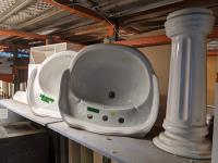 (2) Pedestal Basins and Bathroom Cabinet
