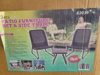 3 Piece Patio Furniture Set Includes Side Table 