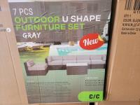 Grey 7 Pcs Outdoor U Shaped Furniture Set 