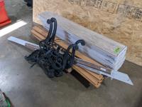 Mohawk Rev Wood Laminate Flooring, Metal and Wood Bench, Trim