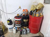 Qty of Oils, Filter Wrenches, Funnels, Pail Pump