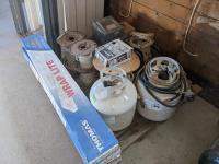 Qty of Electrical Wire, (2) 20 lb Propane Tanks, (4) Florecent Lights