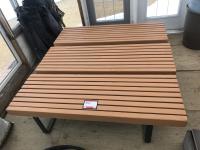 (3) 5 Ft X 19 Inch Wooden Benches w/ Metal Frame Stands