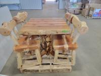 Custom Built Wooden Dining Table and (4) Chairs