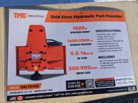 TMG Industrial Hydraulic Post Pounder - Skid Steer Attachment