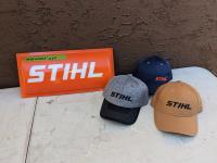 Small Stihl Sign & (3) Stihl Hats