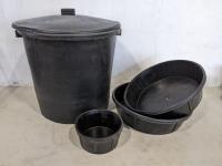 (4) Various Sized Rubber Buckets