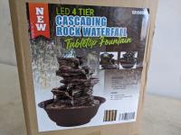 LED 4 Tier Cascading Rock Waterfall Tabletop Fountain 