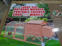Wooden Outdoor Portable Chicken Coop with Wheels 