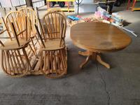 Wood Table With Leaf And (6) Chairs 