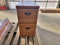 2 Drawer Oak Filing Cabinet With Filing Holders 