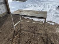 50 Inch Metal Table with Plywood Top
