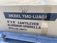 TMG Living TMG-LUA08 8 Ft X 8 Ft Cantilever Offset Aluminum Umbrella with LED Lights