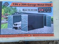 TMG Industrial TMG-MS1320A 13 Ft X 20 Ft Metal Garage Shed with Double Front Doors