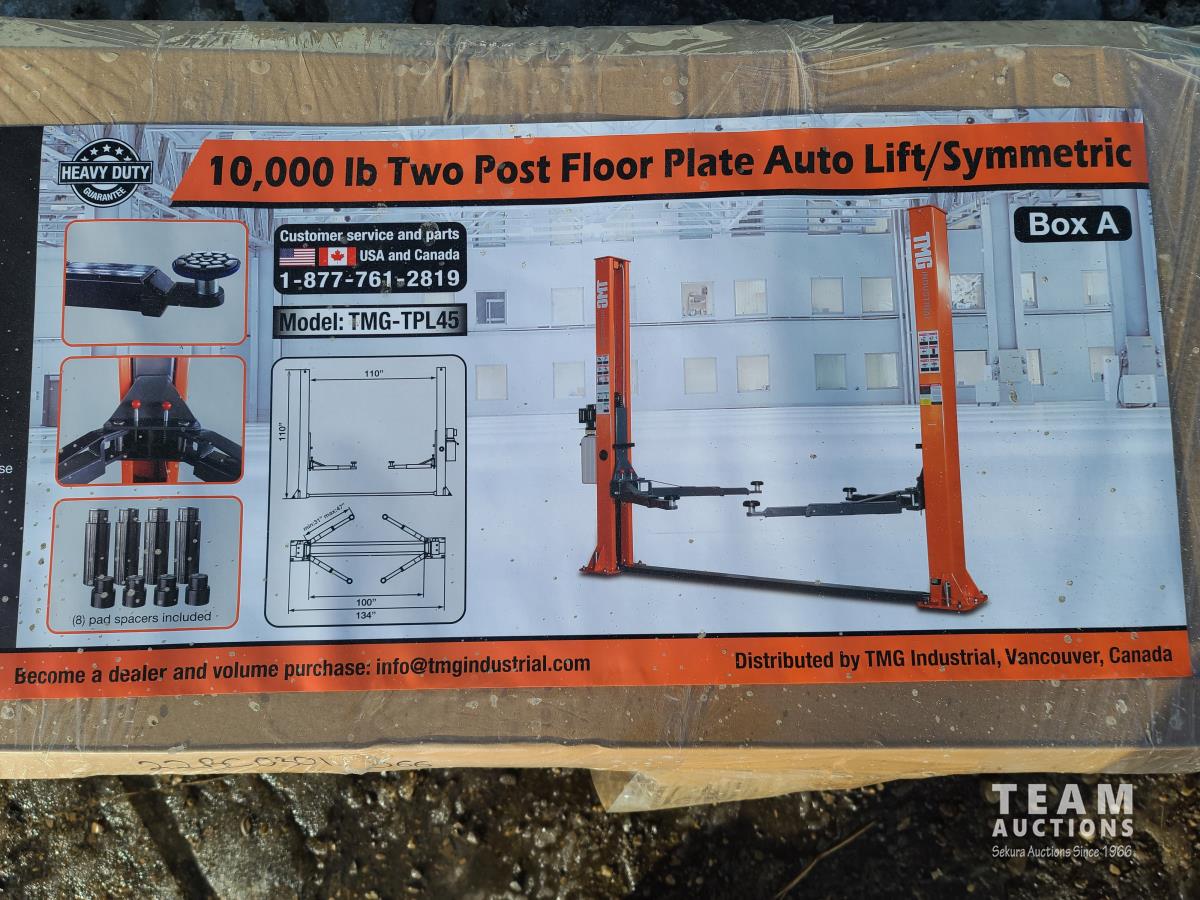 TMG Industrial TMG-TPL45 10,000 lb Two Post Floor Plate Auto Lift - 23DK