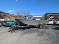 U Built 25 Ft Aluminum Flat Bottom River Boat w/ T/A Trailer 