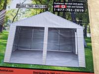 TMG Industrial TMG-MS2119 21 Ft X 19 Ft Double Garage Metal Shed with Side Entry Door