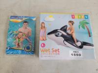 Wet Set Collection Inflatable Ride-On Killer Whale and Inflatable Tube