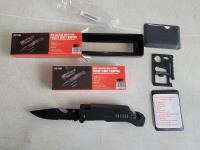 (2) Tactical Multi-Tool Pocket Knives and (2) Multipurpose Pocket Survival Tool