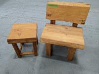 Wooden Stool and Chair 