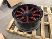 (4) 20 Inch Red and Black Fuel Rims 8-180 Bolt Pattern