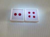 Lab Created Red Ruby Corundum (2) 8.0 mm 2Ct and (4) 6.5 mm 1Ct