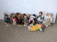 Qty of Collectible Bears and Porcelain Dolls