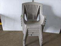 (5) Plastic Stacking Lawn Chairs 