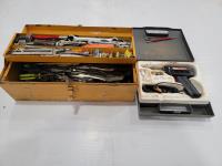 Tool Box with Assorted Tools and Soldering Gun 