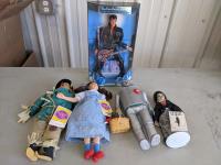 (3) Wizard of oz Dolls, Charlie Chapman Doll and Mattel Elvis Doll