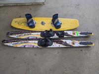 (2) Body Glove Water Skis and Gravity Pro Wakeboard