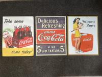 (3) Collectible Coca Cola Signs 