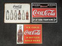 (3) Collectible Coca Cola Signs 