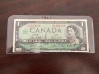 1967 Collectible Canadian One Dollar Bill