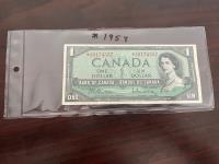 1954 Collectible Canadian One Dollar Bill