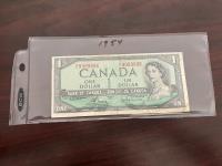 1954 Collectible Canadian One Dollar Bill