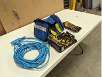 Work Gloves, Extension Cord, Tie Downs and Bag