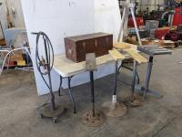 (5) Adjustable Stands, Air Hose Stand, Wooden Box