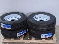 (4) Durun ST225/75R15 Trailer Tires with 6 Bolt Rims