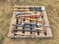 Assortment of Sledge Hammers, Wrenches & Dehorner