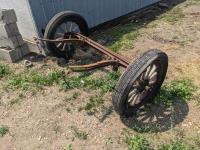 Antique Car Axle with Wooden Spoke Wheels