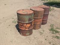 (3) 45 Gallon Steel Barrels, (1) 25 Gallon Steel Barrel