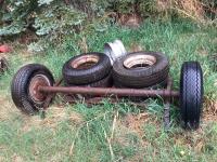 Trailer Axle with Various Extra Tires and Rims
