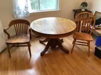 Wooden Vintage Heavy Built Table and (2) Chairs