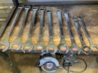 9 Piece Open End Large Standard Sized Wrench Set