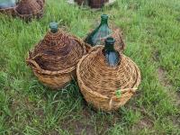 (3) Wine Carboys in wicker Baskets