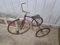 Antique Tricycle and Glass Cabinet