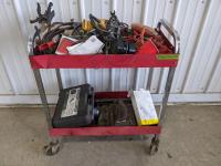 Metal 2 Tier Cart with Contents 